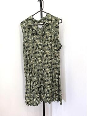 90s Vintage Basic Editions Plus Sleeveless Floral Dress 2X